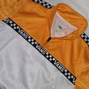 Van's Juniors Crop Long Sleeve 1/4 Zip Jacket Yellow White Size S Skater‎ Vibes